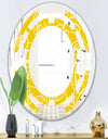 Butterflies hand drawn color pattern - Modern Round or Oval Wall Mirror - Space