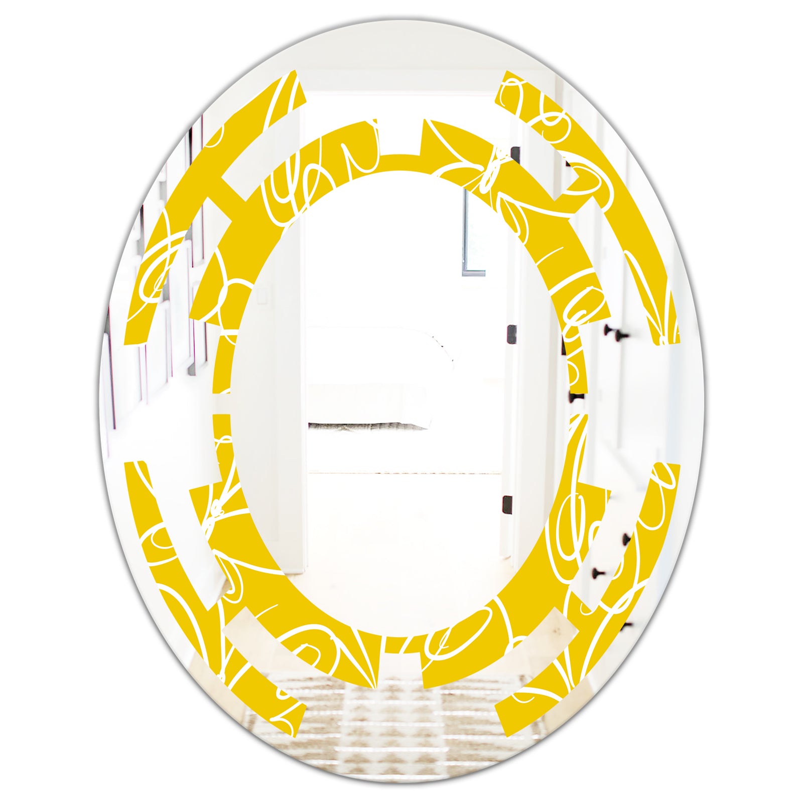 Butterflies hand drawn color pattern - Modern Round or Oval Wall Mirror - Space