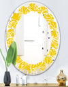 Butterflies hand drawn color pattern - Modern Round or Oval Wall Mirror - Leaves