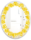 Butterflies hand drawn color pattern - Modern Round or Oval Wall Mirror - Leaves
