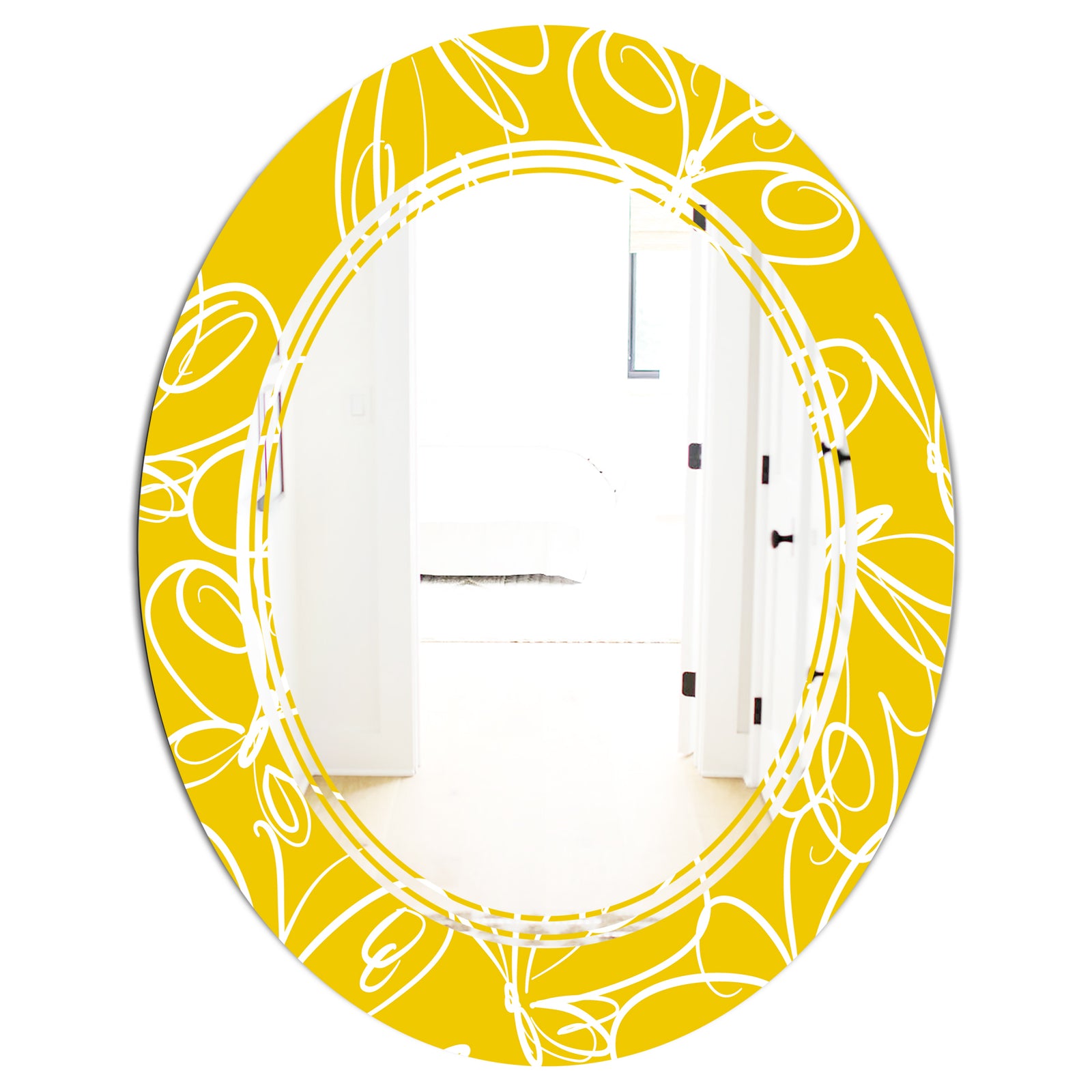 Butterflies hand drawn color pattern - Modern Round or Oval Wall Mirror - Triple C