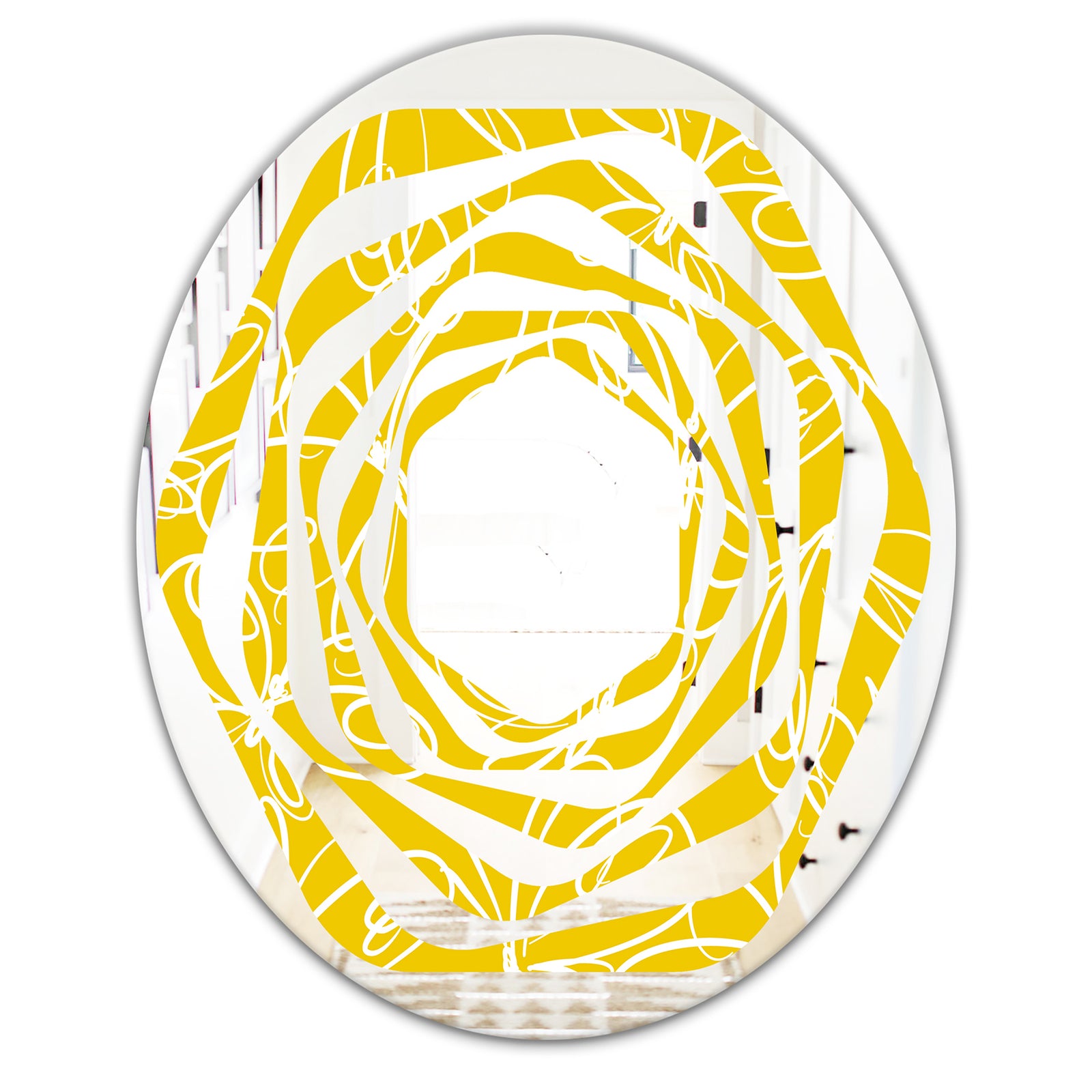 Butterflies hand drawn color pattern - Modern Round or Oval Wall Mirror - Whirl