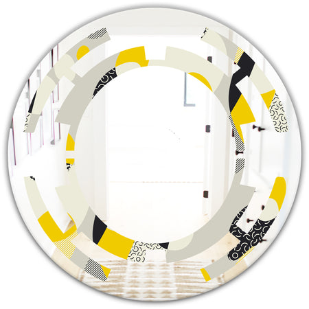 Abstract Design Retro Pattern V - Modern Round or Oval Wall Mirror - Space