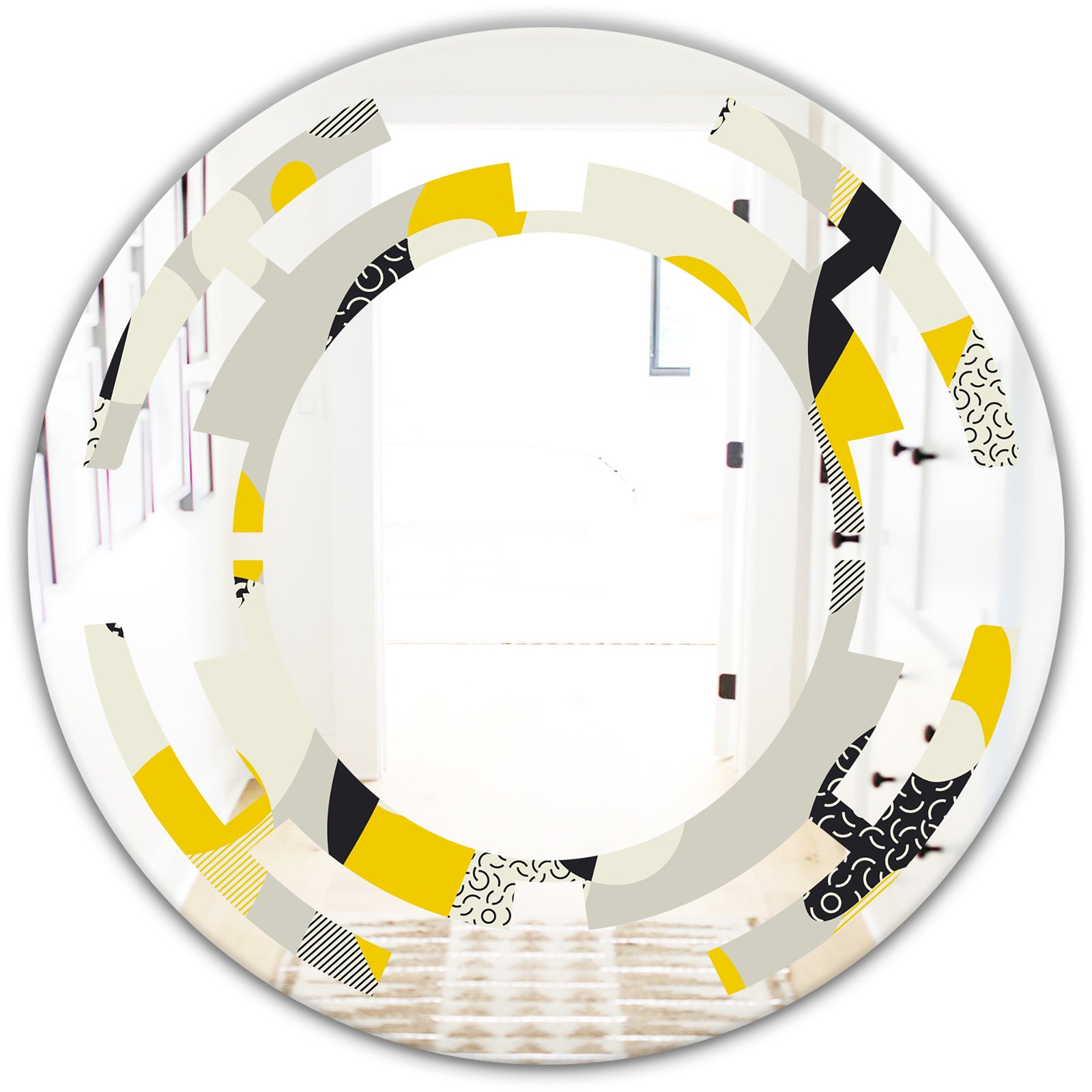 Abstract Design Retro Pattern V - Modern Round or Oval Wall Mirror - Space