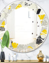 Abstract Design Retro Pattern V - Modern Round or Oval Wall Mirror - Leaves