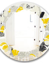 Abstract Design Retro Pattern V - Modern Round or Oval Wall Mirror - Leaves