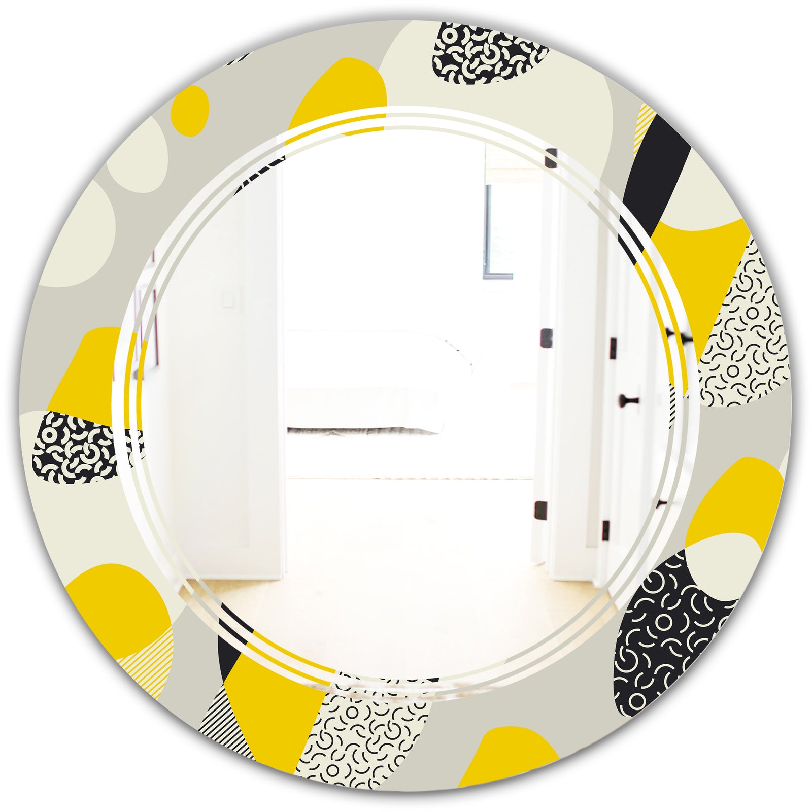 Abstract Design Retro Pattern V - Modern Round or Oval Wall Mirror - Triple C