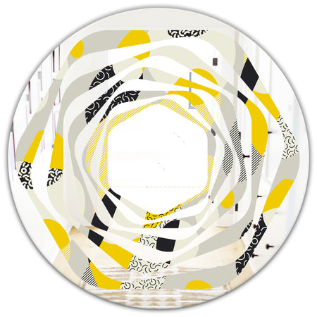 Abstract Design Retro Pattern V - Modern Round or Oval Wall Mirror - Whirl
