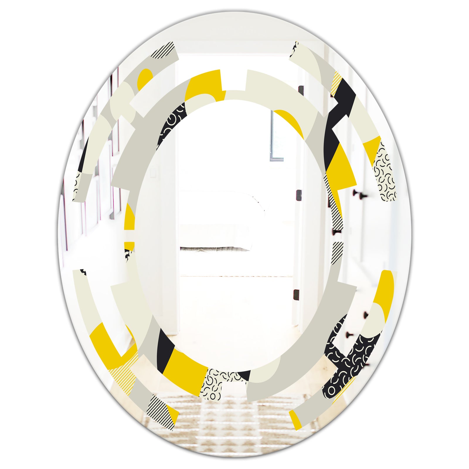 Abstract Design Retro Pattern V - Modern Round or Oval Wall Mirror - Space
