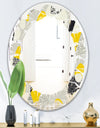 Abstract Design Retro Pattern V - Modern Round or Oval Wall Mirror - Leaves