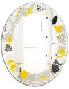 Abstract Design Retro Pattern V - Modern Round or Oval Wall Mirror - Leaves