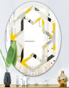 Abstract Design Retro Pattern V - Modern Round or Oval Wall Mirror - Hexagon Star
