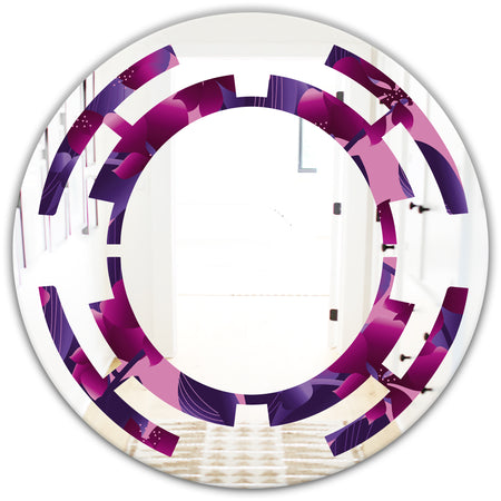 Orchid blossom colorful pattern - Modern Round or Oval Wall Mirror - Space