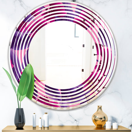 Orchid blossom colorful pattern - Modern Round or Oval Wall Mirror - Wave