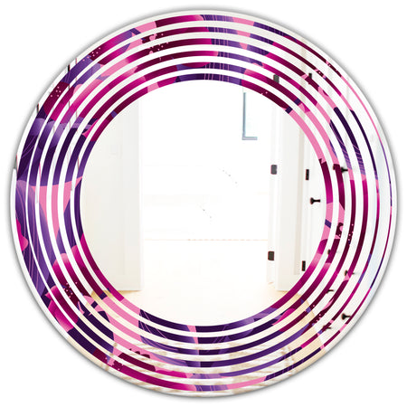 Orchid blossom colorful pattern - Modern Round or Oval Wall Mirror - Wave