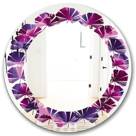 Orchid blossom colorful pattern - Modern Round or Oval Wall Mirror - Leaves