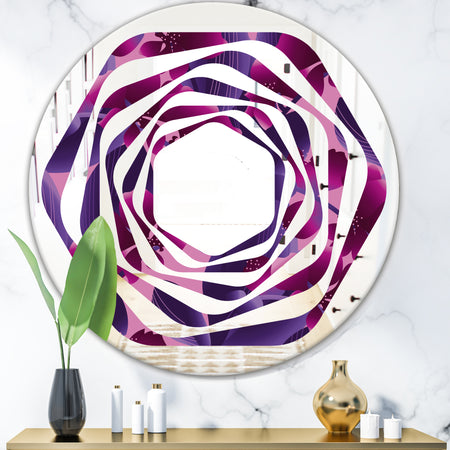 Orchid blossom colorful pattern - Modern Round or Oval Wall Mirror - Whirl