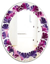 Orchid blossom colorful pattern - Modern Round or Oval Wall Mirror - Leaves