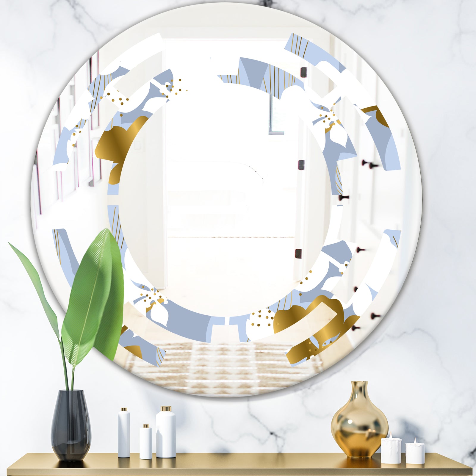 Orchid blossom color pattern - Modern Round or Oval Wall Mirror - Space