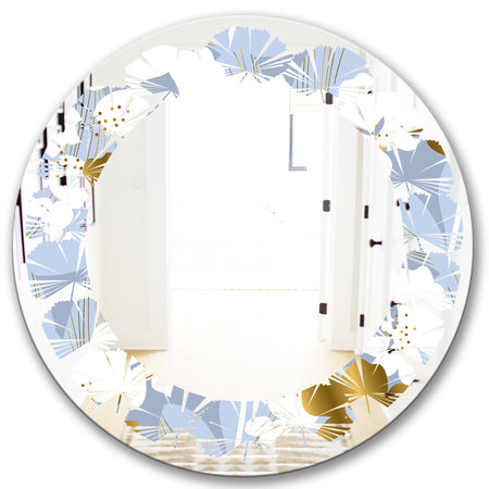 Orchid blossom color pattern - Modern Round or Oval Wall Mirror - Leaves