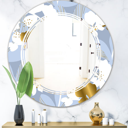 Orchid blossom color pattern - Modern Round or Oval Wall Mirror - Triple C