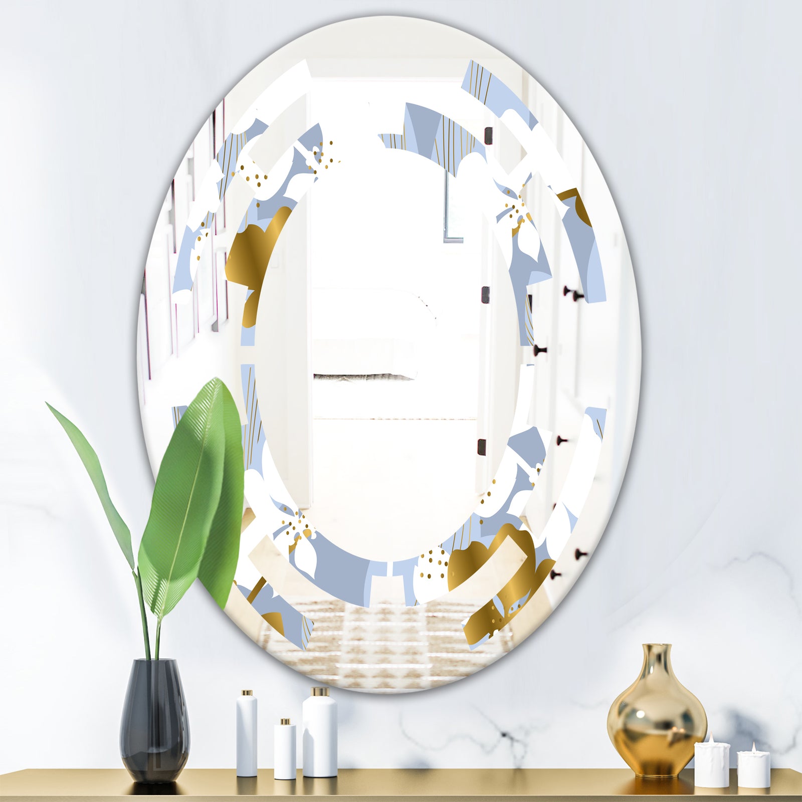 Orchid blossom color pattern - Modern Round or Oval Wall Mirror - Space