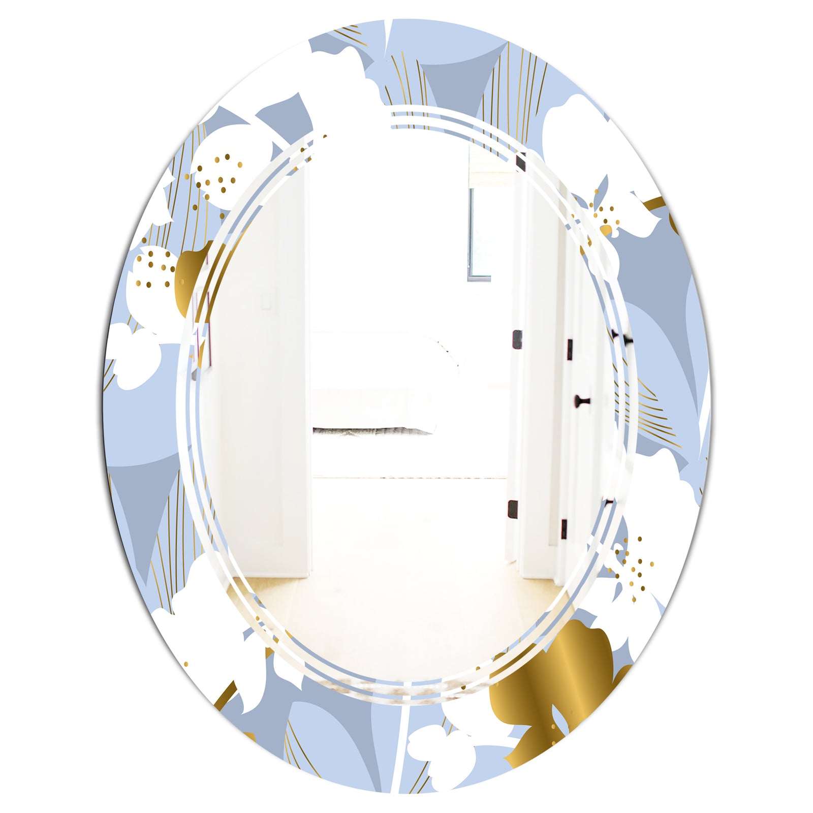 Orchid blossom color pattern - Modern Round or Oval Wall Mirror - Triple C