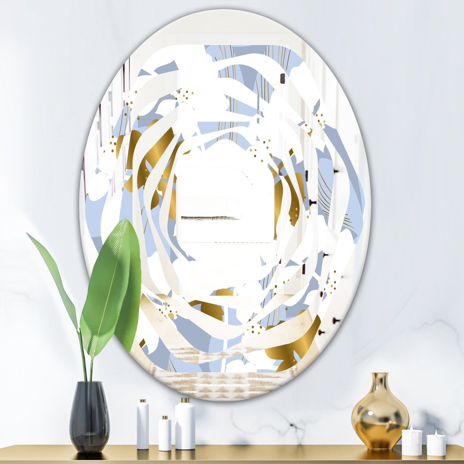 Orchid blossom color pattern - Modern Round or Oval Wall Mirror - Whirl