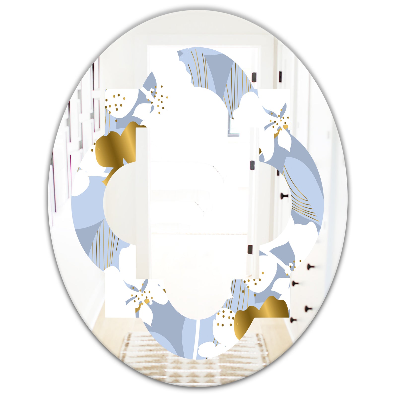 Orchid blossom color pattern - Modern Round or Oval Wall Mirror - Quatrefoil