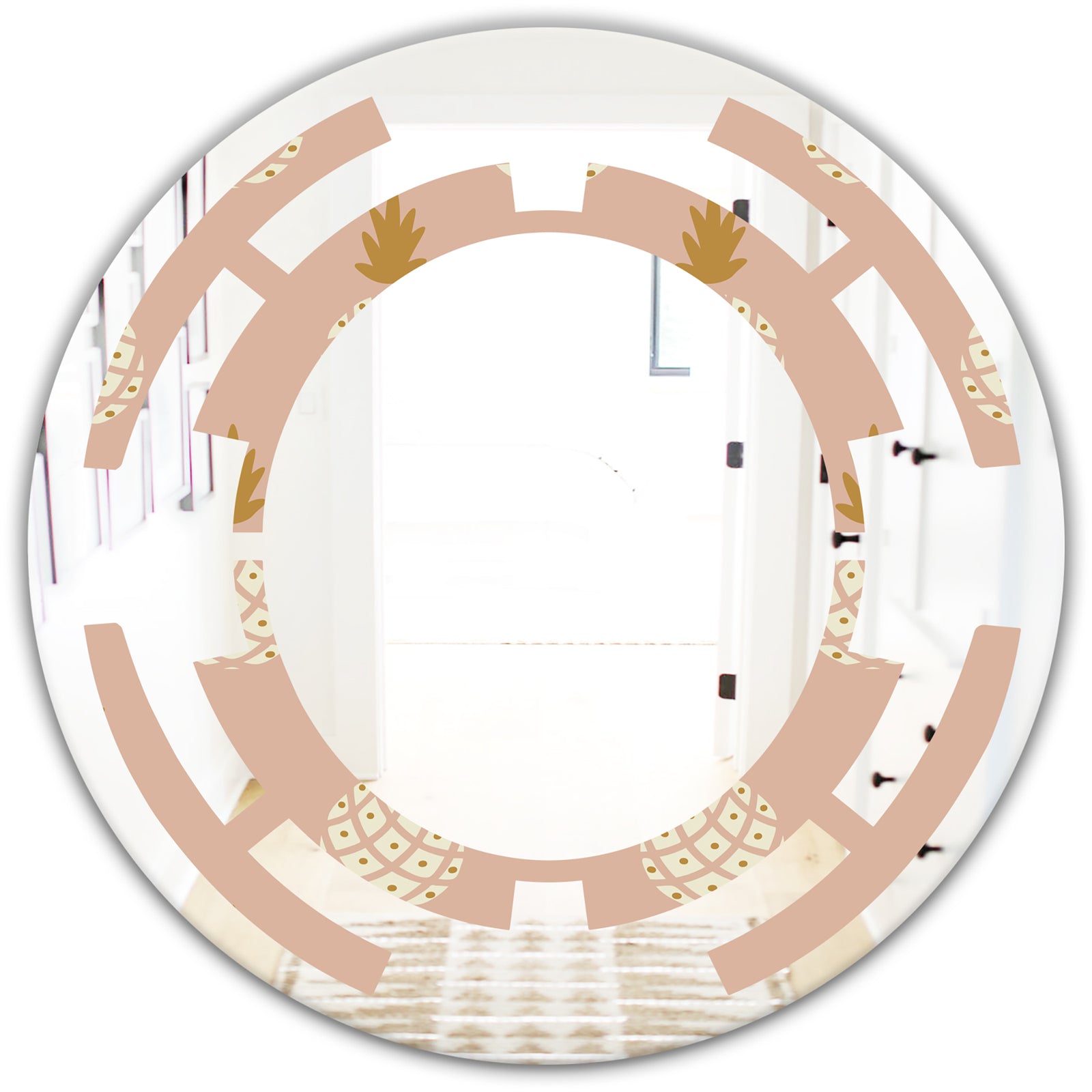 Pineapple Summer Bliss VII - Modern Round or Oval Wall Mirror - Space