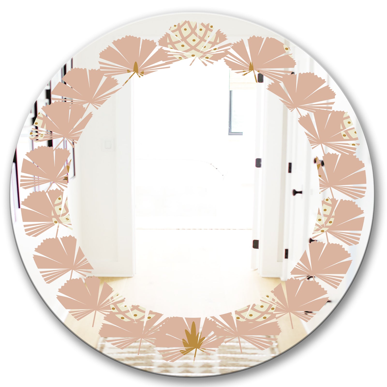 Pineapple Summer Bliss VII - Modern Round or Oval Wall Mirror - Leaves