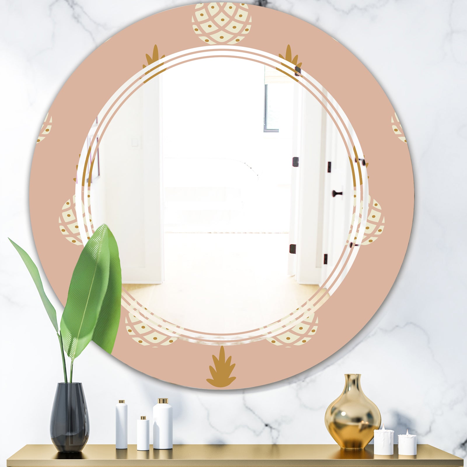 Pineapple Summer Bliss VII - Modern Round or Oval Wall Mirror - Triple C