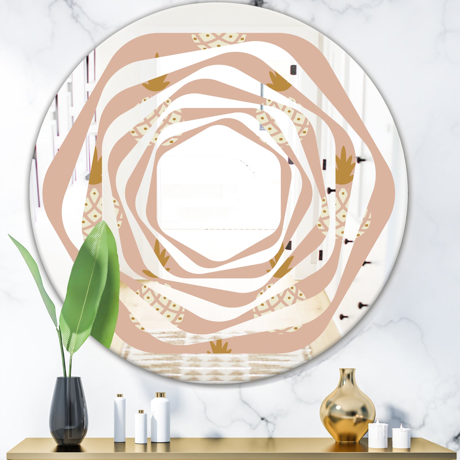 Pineapple Summer Bliss VII - Modern Round or Oval Wall Mirror - Whirl