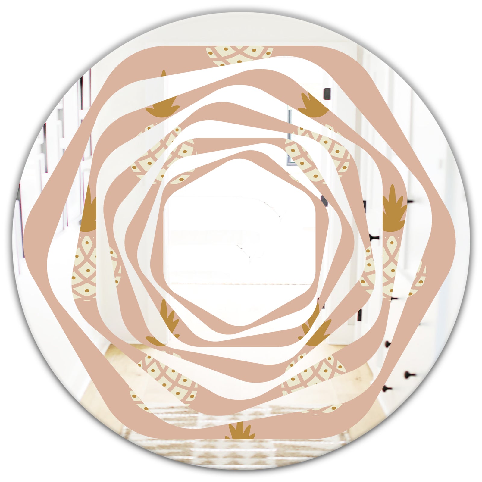 Pineapple Summer Bliss VII - Modern Round or Oval Wall Mirror - Whirl