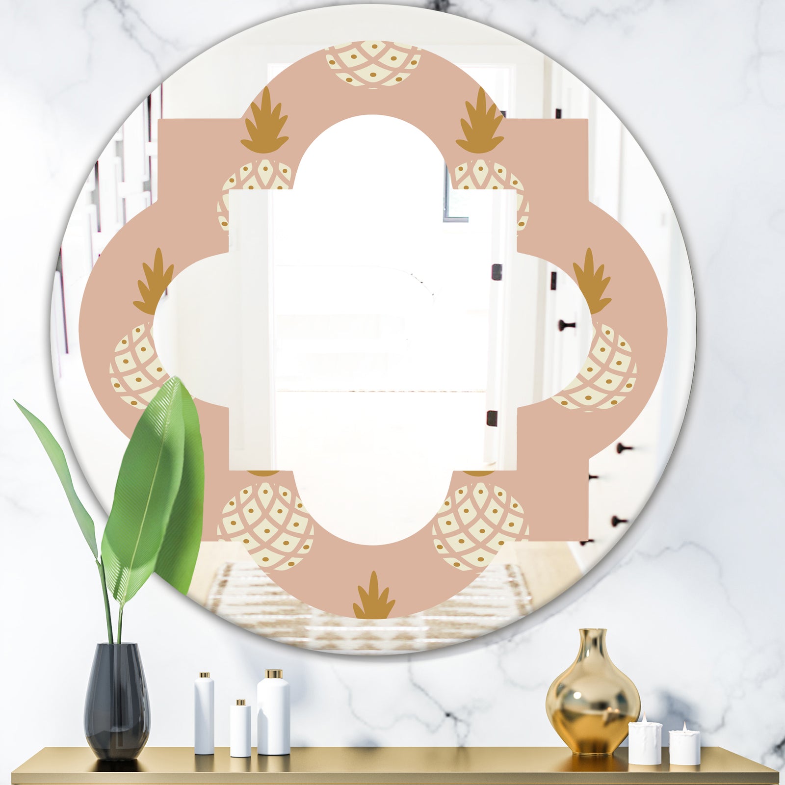 Pineapple Summer Bliss VII - Modern Round or Oval Wall Mirror - Quatrefoil
