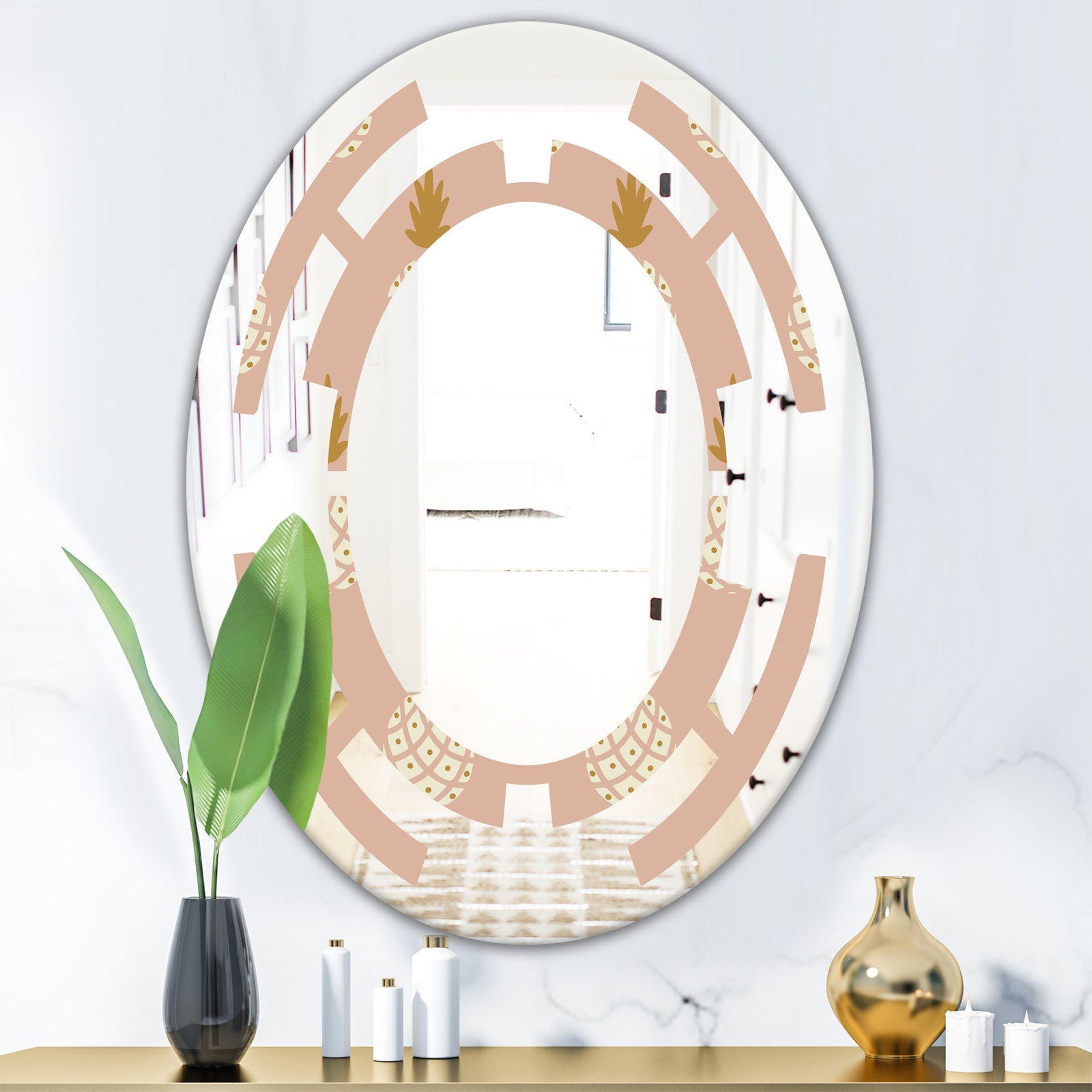 Pineapple Summer Bliss VII - Modern Round or Oval Wall Mirror - Space