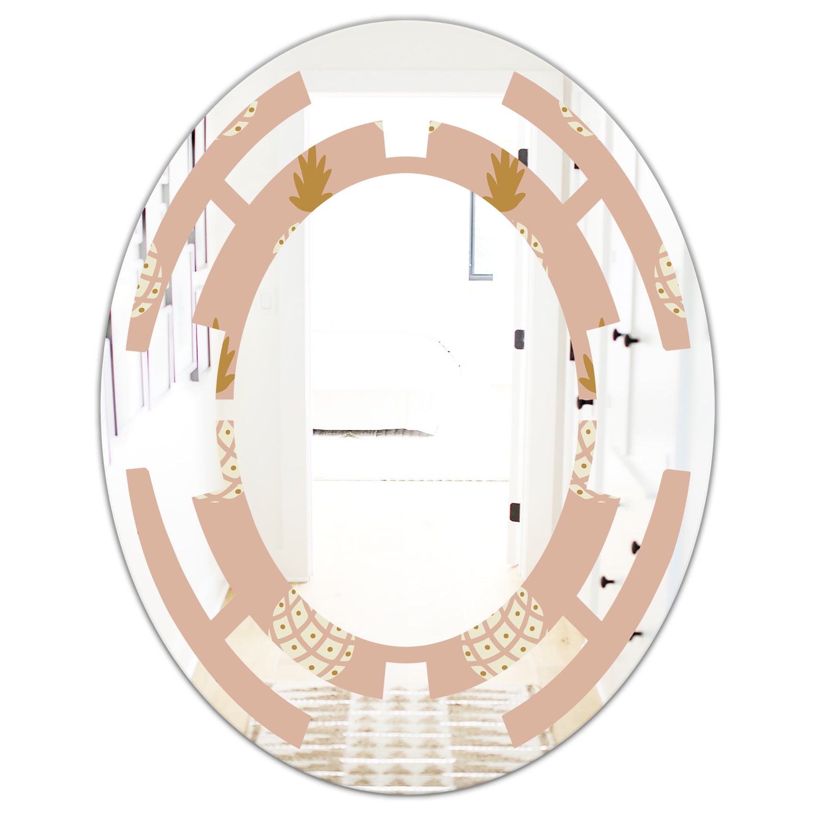 Pineapple Summer Bliss VII - Modern Round or Oval Wall Mirror - Space