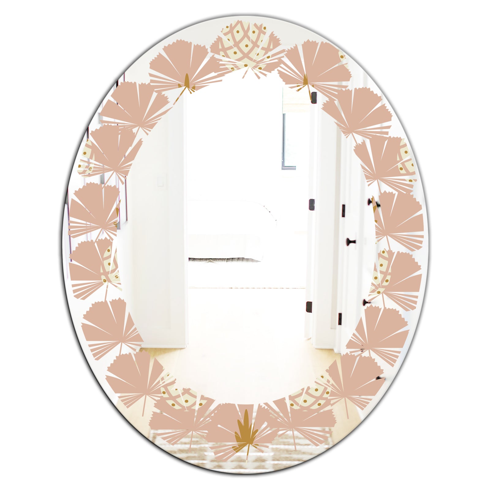 Pineapple Summer Bliss VII - Modern Round or Oval Wall Mirror - Leaves