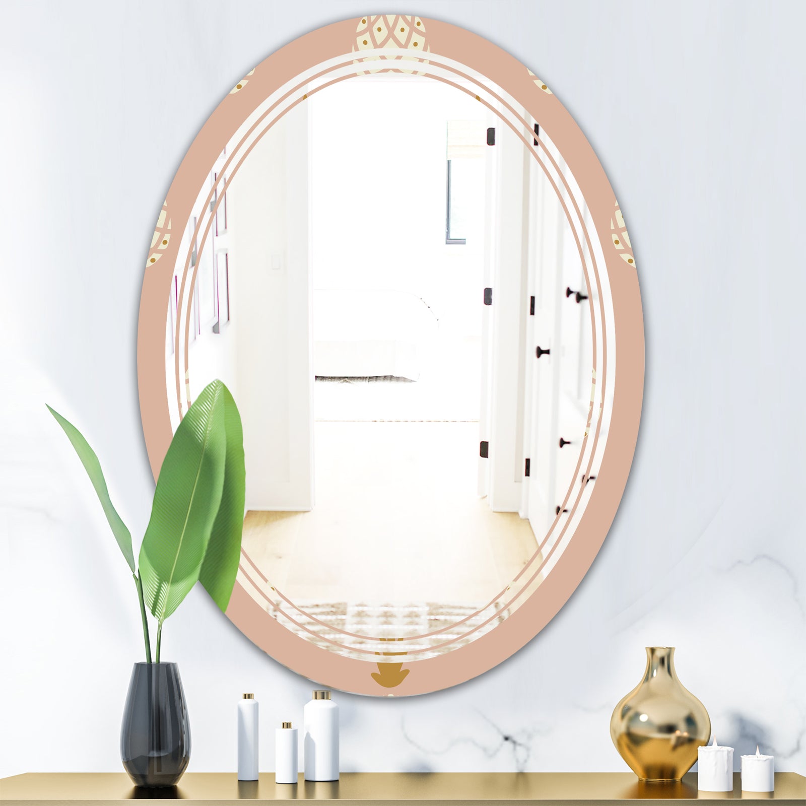 Pineapple Summer Bliss VII - Modern Round or Oval Wall Mirror - Triple C