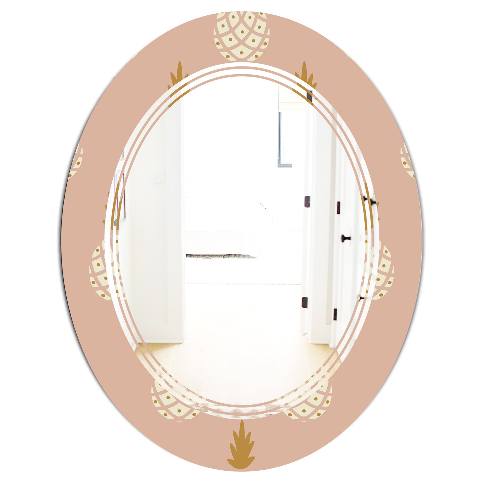 Pineapple Summer Bliss VII - Modern Round or Oval Wall Mirror - Triple C