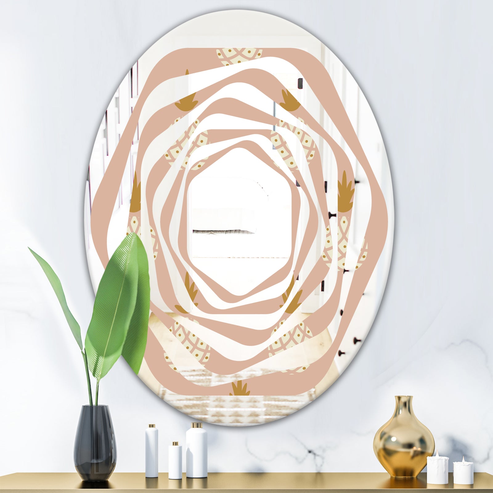 Pineapple Summer Bliss VII - Modern Round or Oval Wall Mirror - Whirl