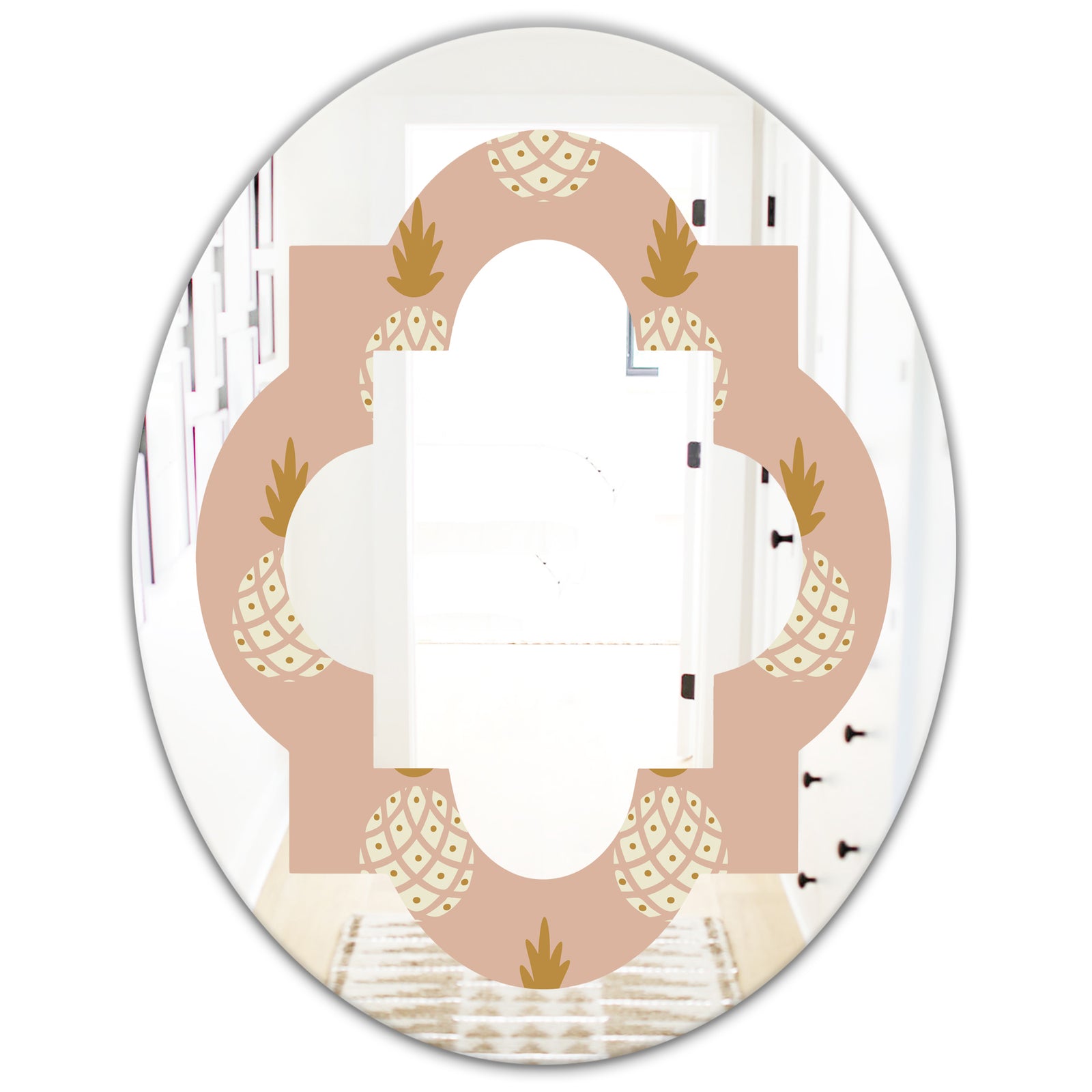 Pineapple Summer Bliss VII - Modern Round or Oval Wall Mirror - Quatrefoil