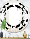 Monochrome Geometric Pattern XII - Modern Round or Oval Wall Mirror - Space