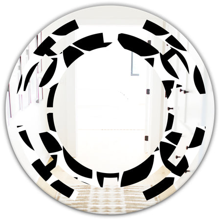 Monochrome Geometric Pattern XII - Modern Round or Oval Wall Mirror - Space