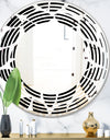 Monochrome Geometric Pattern XII - Modern Round or Oval Wall Mirror - Wave