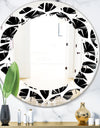 Monochrome Geometric Pattern XII - Modern Round or Oval Wall Mirror - Leaves