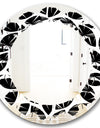 Monochrome Geometric Pattern XII - Modern Round or Oval Wall Mirror - Leaves