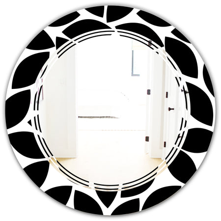 Monochrome Geometric Pattern XII - Modern Round or Oval Wall Mirror - Triple C