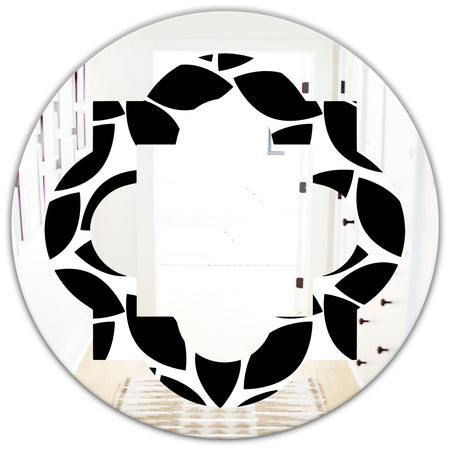 Monochrome Geometric Pattern XII - Modern Round or Oval Wall Mirror - Quatrefoil