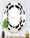 Monochrome Geometric Pattern XII - Modern Round or Oval Wall Mirror - Space